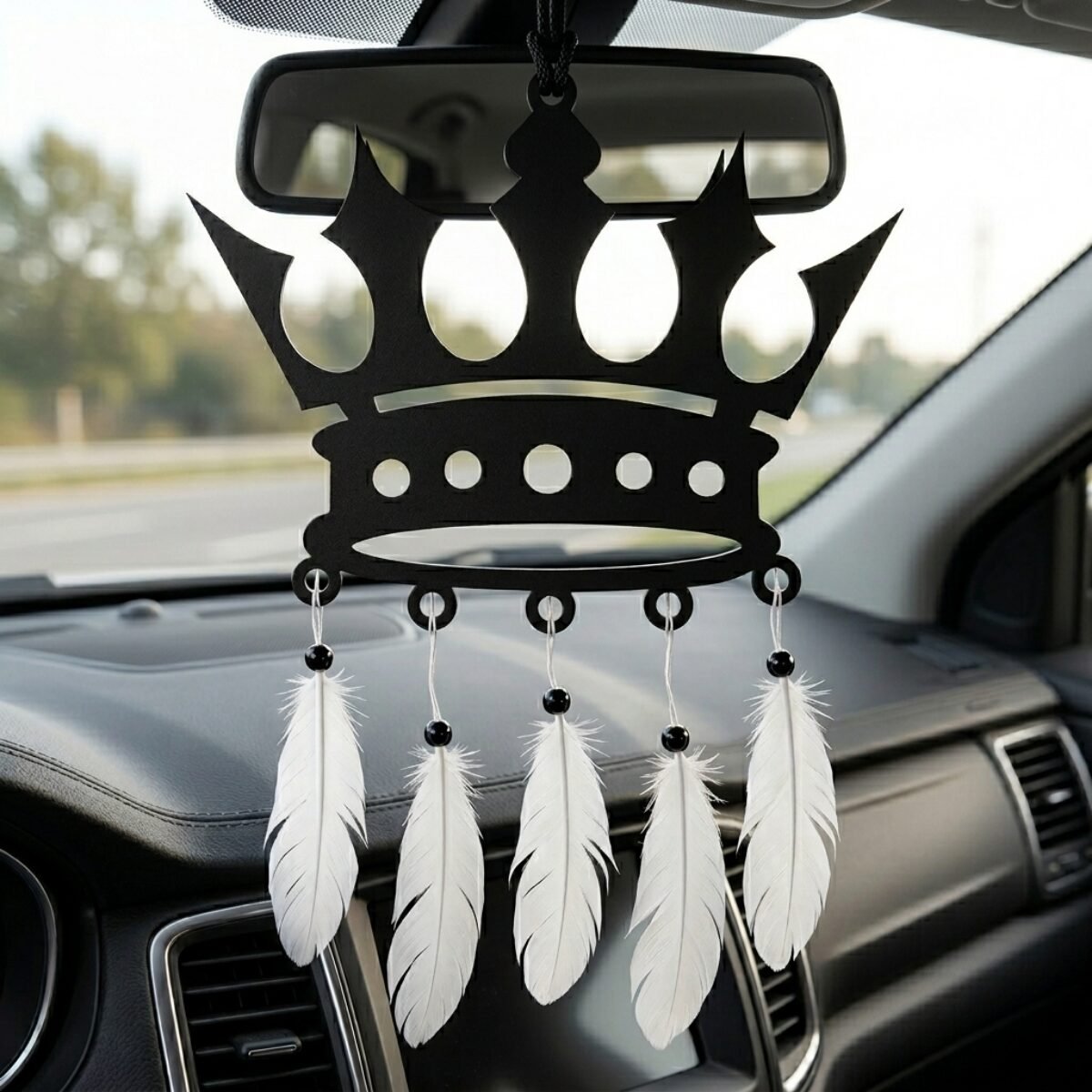 King Crown Car Hanger Design DXF File for Laser Cutting