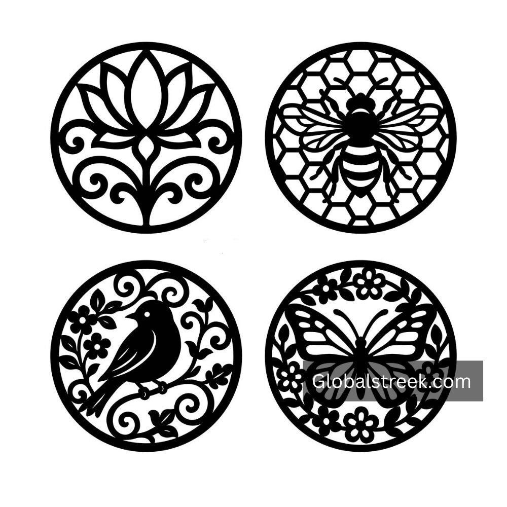 Laser Cut Coaster Vector Illustration Design DXF File for Laser Cutting Machine Free Download