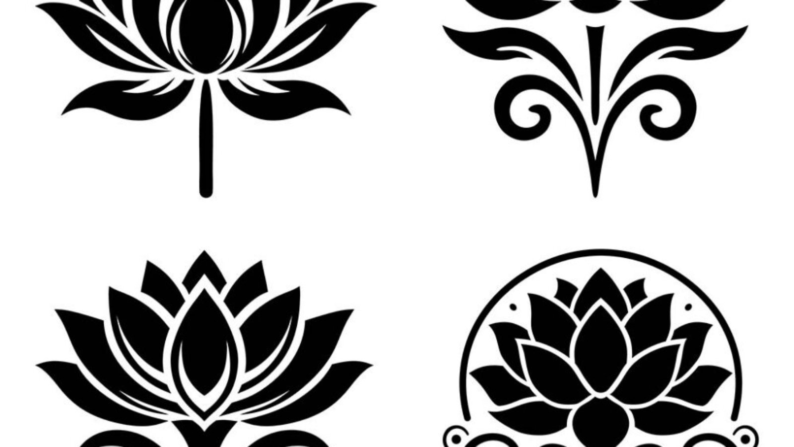 Lotus Flower Vector Illustration Design DXF File for Laser Cutting and Engraving Free Download