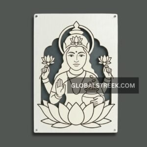 Maa Lakshmi Wall Art Design DXF File for Laser Cutting with Lotus and Kalash