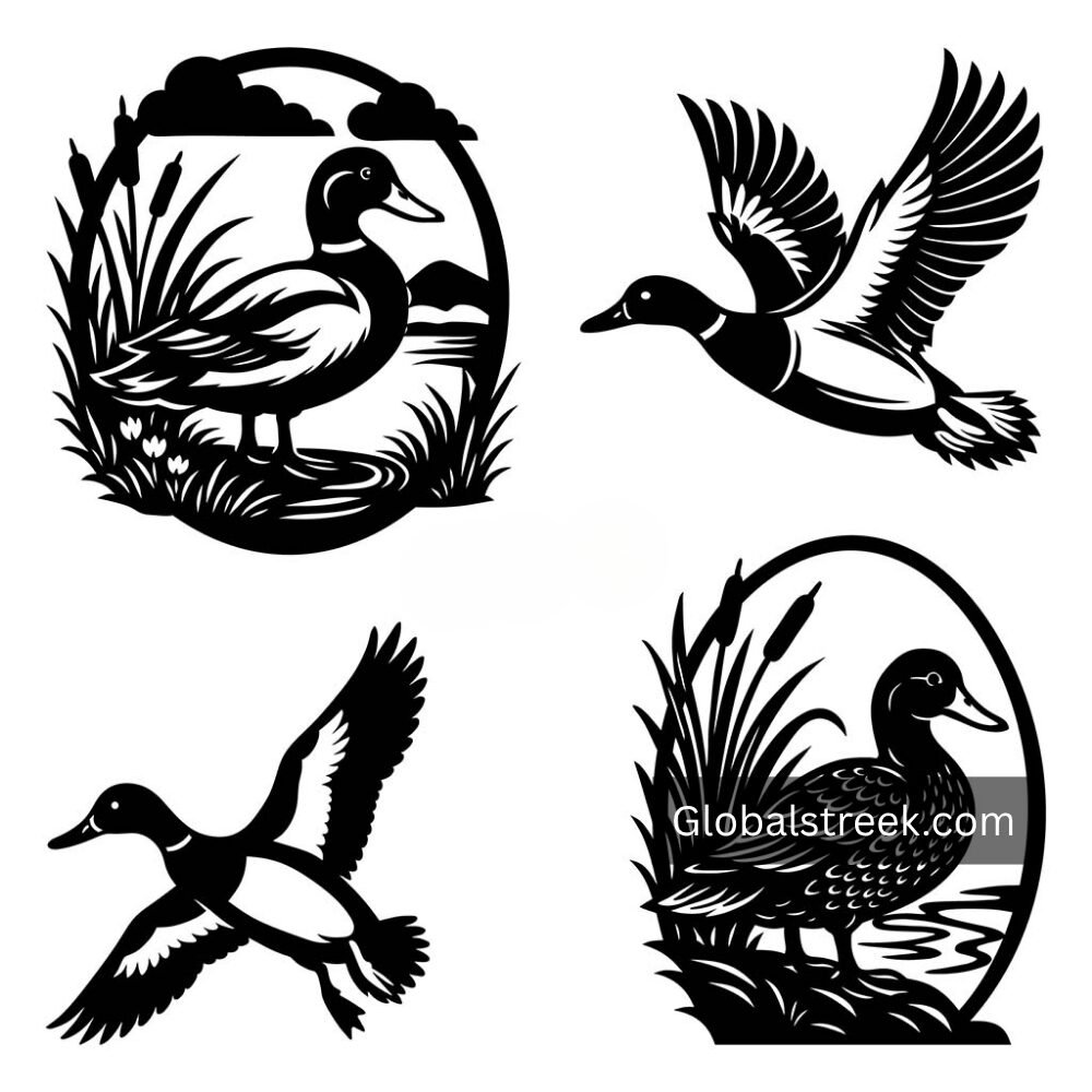 Mallard Duck Vector Illustration Design Free DXF File
