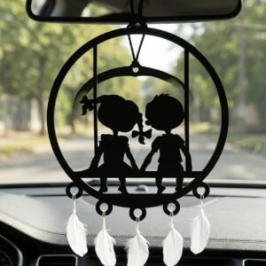 Sweet Little Couple Car Hanger Design DXF File for Laser Cutting