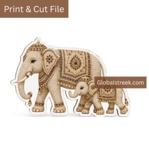 Pearl Elephant Family Print Cut File | Mother & Baby Elephant CDR Design | Digital Download