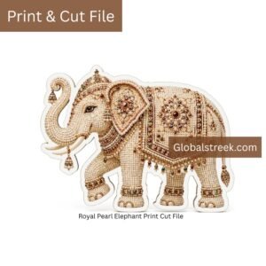 Royal Pearl Elephant Print Cut File | Premium CDR Design for Fridge Magnet | UV Print Digital Download