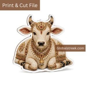 Sacred Pearl Cow Print Cut File | Sitting Cow CDR Artwork for Laser & UV Print