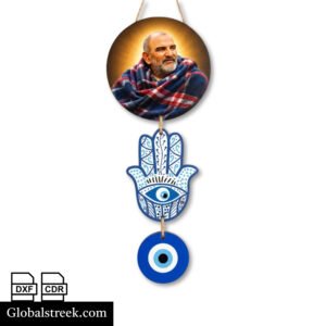 Baba Neem Karoli Hamsa Evil Eye Wall Hanging Design