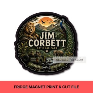 Jim Corbett National Park Fridge Magnet Wildlife Print & Cut File