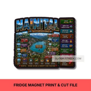Nainital Attractions Fridge Magnet Print Cut File | Uttarakhand Souvenir CDR Artwork