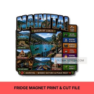 Nainital Fridge Magnet Print Cut File | Travel Souvenir CDR Design for UV Print & Laser Cut