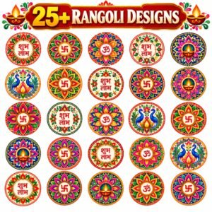 25+ Rangoli Designs Print and Cut Files | Diwali Digital Design Bundle