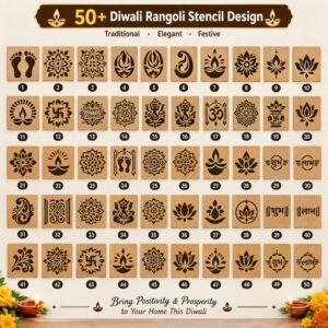 50+ Diwali rangoli stencil designs with diya, lotus, floral and traditional Indian patterns
