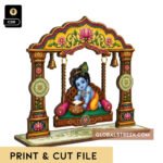 Beautiful Wooden Krishna Jhula with Bal Gopal for UV print and cut design
