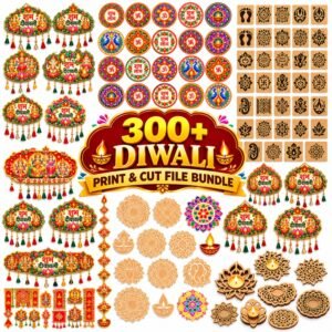 300+ Diwali Decor Design Files Bundle | Shubh Labh, Rangoli, Diya and Toran Designs