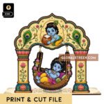 Krishna Jhula Print & Cut File Bal Gopal CDR Design