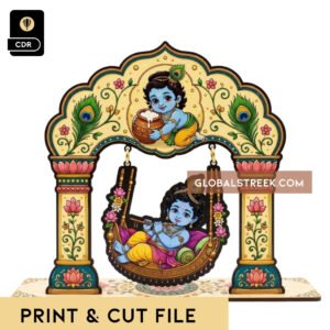 Krishna Jhula Print & Cut File Bal Gopal CDR Design