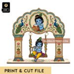 Krishna Swing Print & Cut CDR File | Bal Gopal Jhula