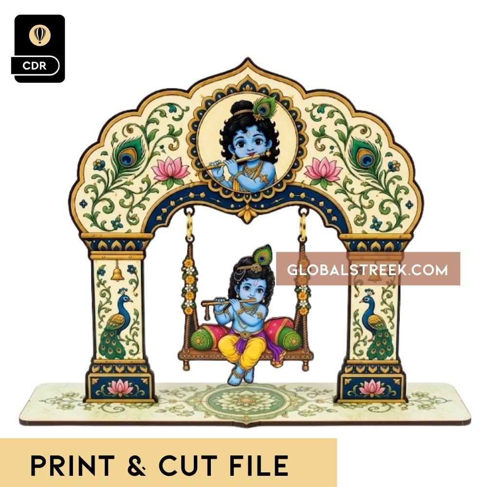 Bal Gopal Krishna Swing CDR File | Print & Cut Design