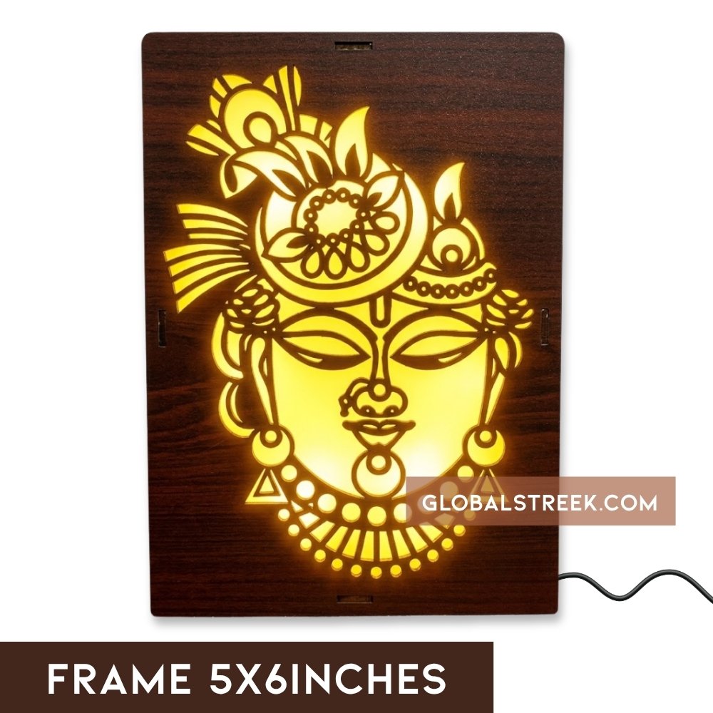 MDF Wood Shrinath Ji Face Art Work LED Frame - Image 2