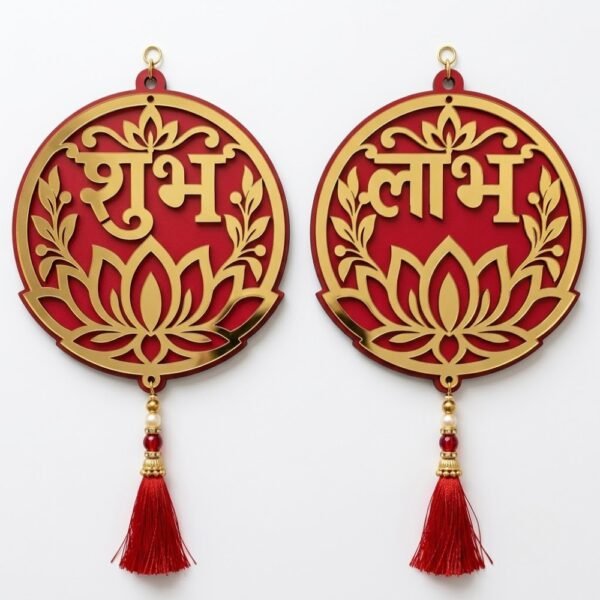Shubh Labh Toran Design Traditional Lotus Wall Hanging