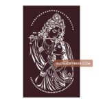 Radha Krishna jali vector design with flute, peacock feather and decorative dotted border
