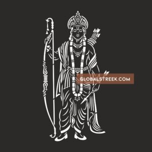 Ram Bhagwaan Jali Design vector cutting file showing Lord Ram with bow, arrows, crown and traditional jewellery
