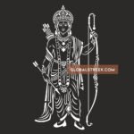 Ram Bhagwaan Stencil Design showing Lord Ram with a traditional crown, bow, arrows and decorative clothing